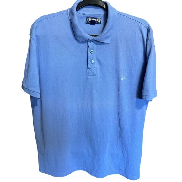 Vilebrequin Turtle Embroidered Polo Shirt Tencel Short Sleeves Blue Size XL - Picture 2 of 10